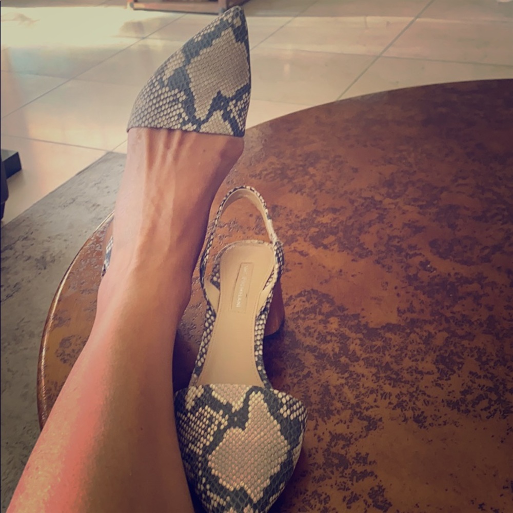 An Antonio Melani taupe and black snake 🐍 shoes